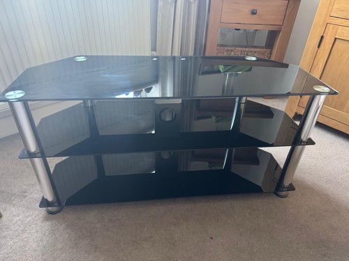 Black glass corner stand - black,