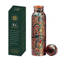 Pure Copper Designer Water Bottle with Leak Proof Protection,(1000ml, 1Unit)