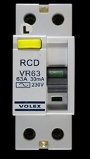 VOLEX 63 AMP 30mA DOUBLE POLE