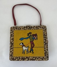 Vintage NICOLE MILLER Artful Leopard Appliqued Dalmatian Dog Handbag Purse
