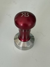 Reg Barber Coffee Tamper RB 53mm Flat Powder Coated Signature  Aluminium Red