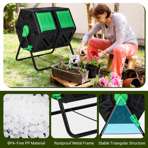 Black dual chamber compost - black,