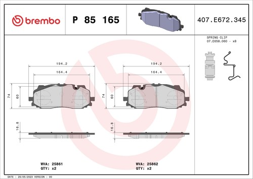 Brake pad set - disc,