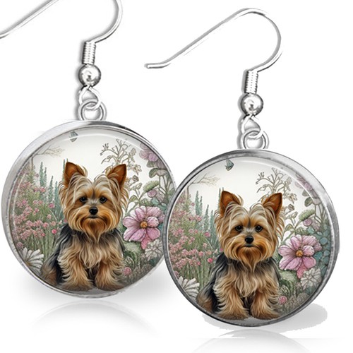 Flower garden yorkie - yorkie, earrings