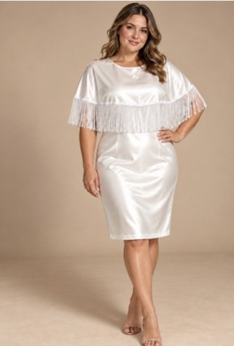 Women white satin kaftan - satin,