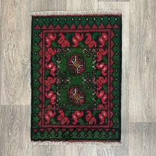69 x 48cm Vintage Handmade Afghan Carpet Door Bath Mat Small Oriental Wool Rug