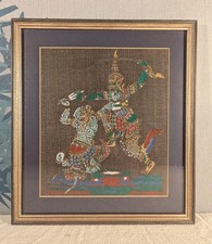 Exquisite Thai Silk Painting – Ramayana Scene (Framed & Glazed)