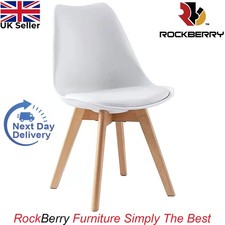 Set of 4 Dining Chairs Designer Chairs Wooden Home Office Commercial EVA White