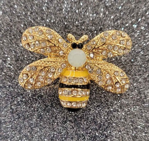 Diamante bee button 30mm - button,