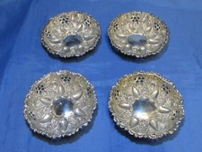 Antique 1903 Hallmarked Birmingham Set Of Four Solid Silver BonBon/Sweet Dishes