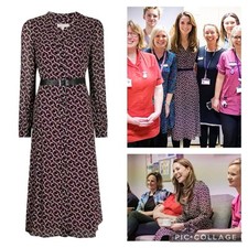 MICHAEL KORS Crepe Shirt Dress Size S UK 8-10 US 6-8 Mod Foulard ASO Royal PoW