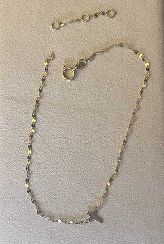10k gold cross anklet - |, dainty