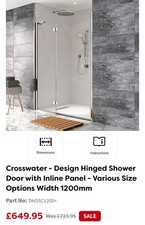 Crosswater Design 8 1200mm Hinged Shower Door with Inline Panel – Silver