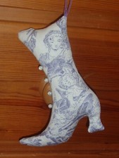 French Country Victorian Boot Sm Hanging Cushion Door Decoration Toile Fabric
