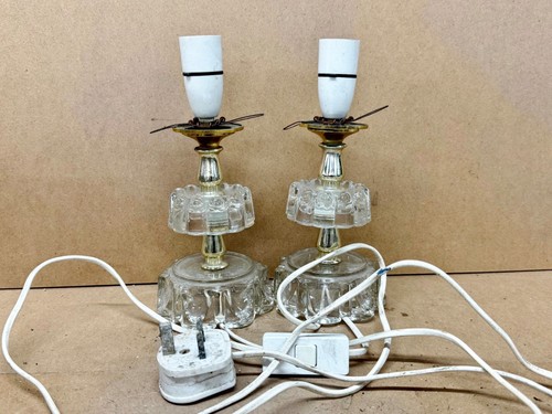 Vintage pair cut glass gold - glass,