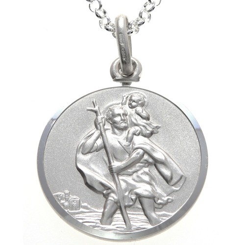 Mens sterling silver saint - st,