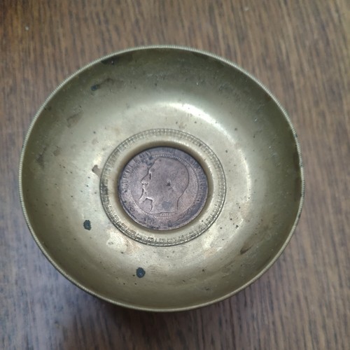 Brass candle holder with - candle, holder(?)