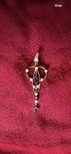 Edwardian Amethyst And Seed Pearl 9ct Antique Pendant