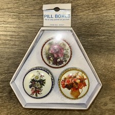 3 x Vintage Round Metal Pill