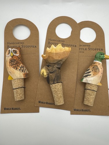 Hand carved wood owl bottle - hand,