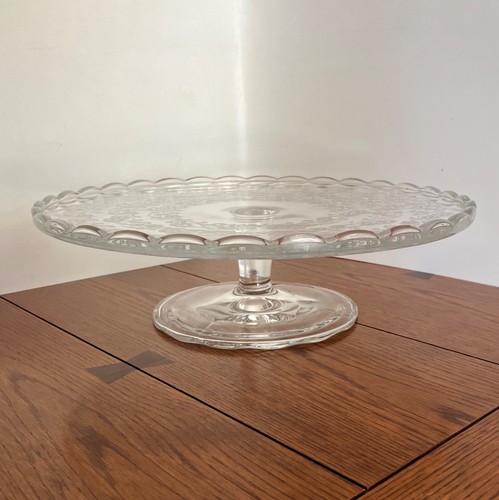 Vintage large glass pedestal - glass,
