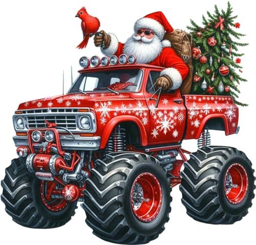 Christmas monster truck santa - truck,