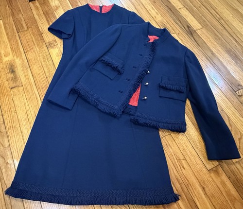 Vtg custom made navy blue - custom, wool