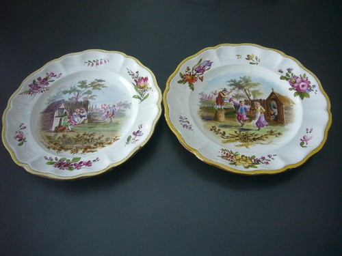 Pair plates dishes faience - of,