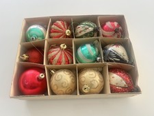 12 Colourful Retro Christmas Tree Baubles Decorations Inc Harrods Bauble Used