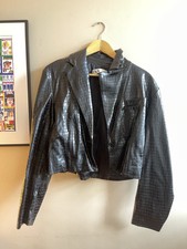 Zara Faux Leather Cropped Croc Jacket M