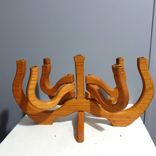 Large wood folding menorah - large,