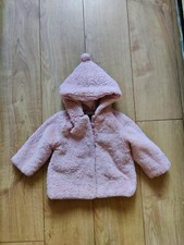 Baby girls 9-12 months pink faux fur coat jacket