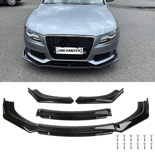 Gloss black front bumper lip - black,