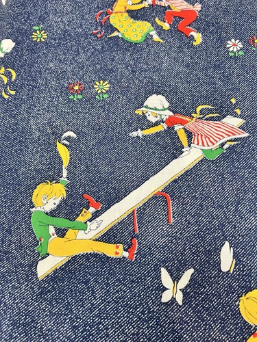 Vintage childrens fabric 60s - childrens,