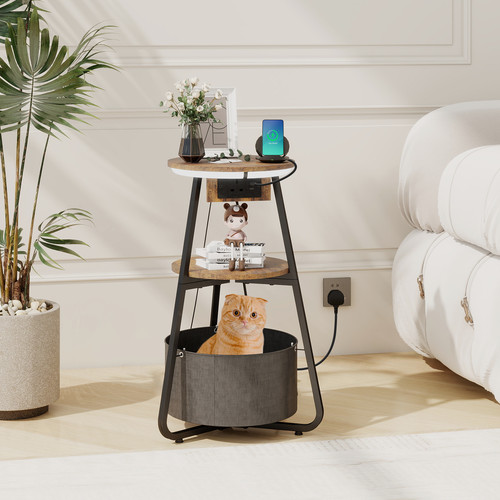 Led side table light storage - table,