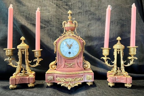 Antique french clock rare - , pink