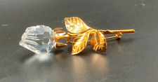 Stamped Swarovski "Crystal & Memories" Gold-Tone Rose Brooch – 8.5 cm