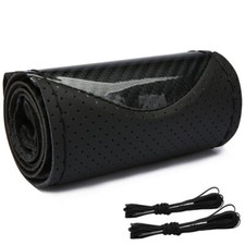 DIY 38CM Car Steering Wheel Cover Carbon Fiber Look Auto Interior Accessories