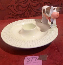 Designed by Beth for Whittards Egg Cup /  Plate With Novelty Cow Farm Animal