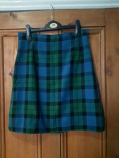 Ladies Stylish Green & Blue Tartan Look A Line Skirt Size S/m ( See Measurements