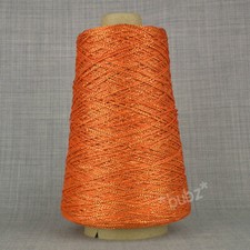 ORANGE METALLIC LUREX VISCOSE THREAD  200g CONE HAND MACHINE KNITTING WEAVING