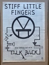 STIFF LITTLE FINGERS TALK BACK POSTER original music press advert from 1982(aged