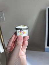 Limoges France Peint Main PAINTED by hand  Flower Porcelain Trinket Box