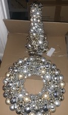 Christmas Baubles Wreath And Tree Set Light Up Choose From 3 Colours Handmade