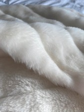 Long Faux Fur wrap stole shawl in winter white. L:66” winter wedding