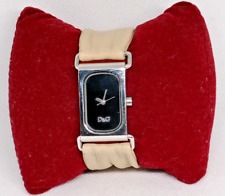 D&G Time Ladies Black Dial Ruched Tan Colour Strap Watch - Working