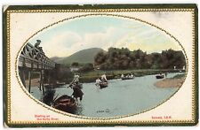 Boating on Sulby River Ramsey IOM rowing boats embossed 1911 postcard