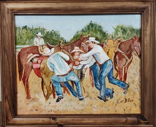 Original western oil painting - western,