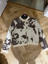 George cow print crew neck cardigan super soft M