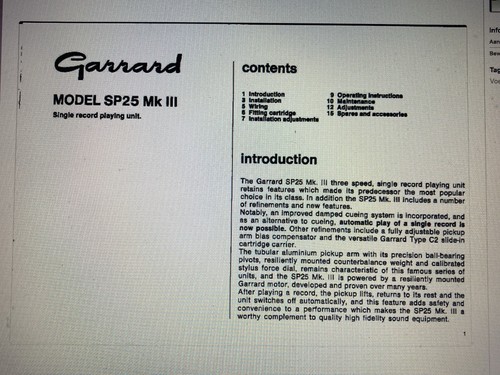 Garrard sp25 mk3 service - sp25,